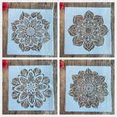 4 τμχ/σετ 20 *20 εκ. καλούπι μάνταλα χειροτεχνίας για ζωγραφική στένσιλ σταμπωτό φωτογραφικό άλμπουμ ανάγλυφη χάρτινη κάρτα σε ξύλο, ύφασμα, τοίχο