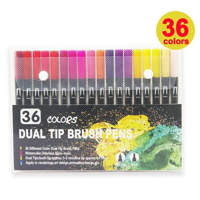 12/24/36/48/60/72 Värvid Kahe otsaga veekindlad akrüülmarkerid Värvilised pintslipliiatsid Lapsed Joonistamine Graffiti Kirjatarbed Koolitarbed