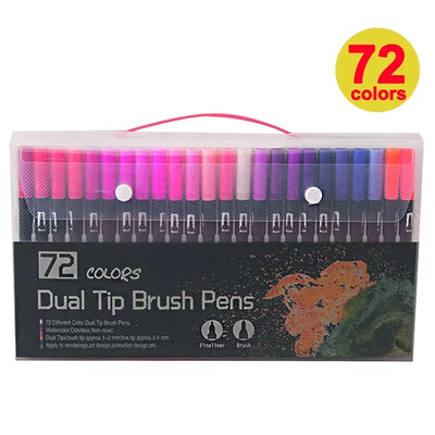 12/24/36/48/60/72 Värvid Kahe otsaga veekindlad akrüülmarkerid Värvilised pintslipliiatsid Lapsed Joonistamine Graffiti Kirjatarbed Koolitarbed