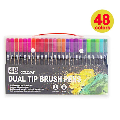 12/24/36/48/60/72 Värvid Kahe otsaga veekindlad akrüülmarkerid Värvilised pintslipliiatsid Lapsed Joonistamine Graffiti Kirjatarbed Koolitarbed