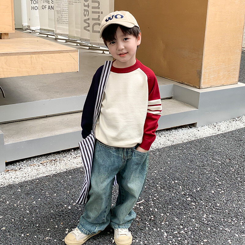 Poistele Sügismoe sirged teksapüksid Tüdrukute suure taskuga vabaajateksad