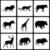 9 buc. șablon de pictură cu siluetă de animale, șabloane de straturi DIY, pentru albume de albume, de colorat, gofrare, album, decor pentru tort, reutilizabilă