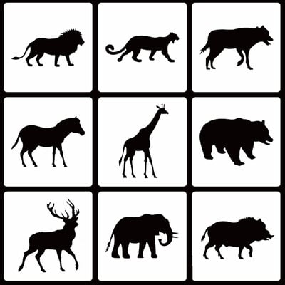 9 buc. șablon de pictură cu siluetă de animale, șabloane de straturi DIY, pentru albume de albume, de colorat, gofrare, album, decor pentru tort, reutilizabilă