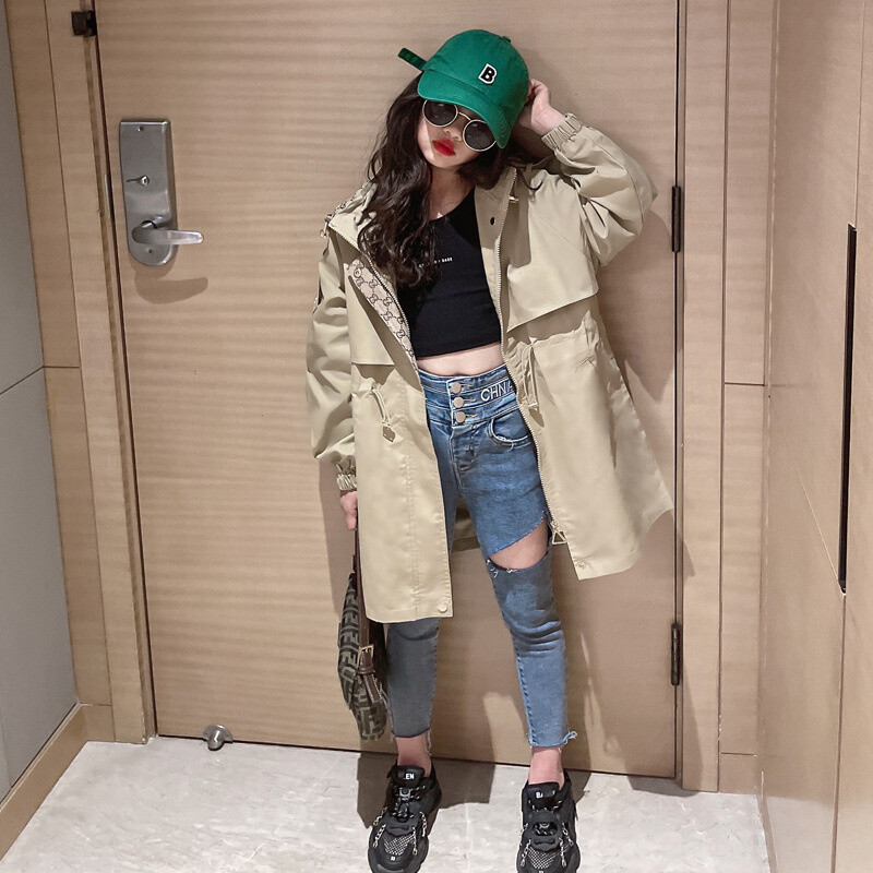 Jachetă pentru fete, jachetă antivânt, bumbac 2023, cu glugă, primăvară, toamnă, de înaltă calitate, pentru copii, îmbrăcăminte pentru copii.