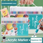 80-12 värvi akrüül marker kivimaaling kivi grafiti värvi pliiatsid Keraamiline klaas manga kunstikooli markerid tarvikud kirjatarbed