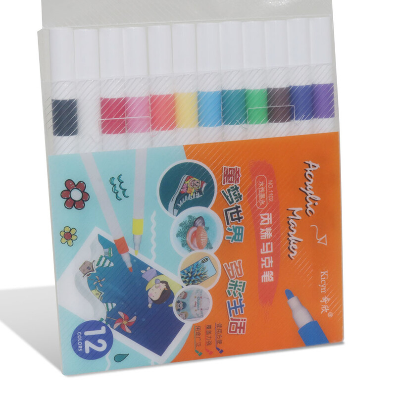 12 tk Laste veebaasil akrüül markerpliiats Pehme otsaga värviline pliiats kunstimaalimiseks Veekindel Graffiti Pliiatsi komplekt Markerpliiats