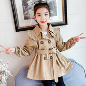 Proljetni dugi kaput za djevojčice Modna vjetrovka u engleskom stilu Jakna 3-12 Y Jesenski kaput za djevojčice Nova dječja ležerna odjeća
