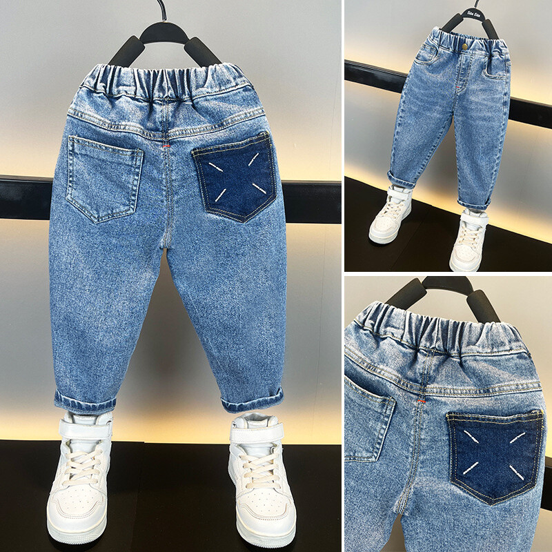 Poiste Jean Püksid Pikad Püksid Puuvillane 2024 Laos kevad Sügis Beebi Püksid Teismelised Välisriided Kvaliteetne Laste Clo