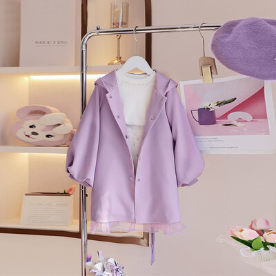 Vjetrobranski kaput za djevojčice Kaput Jakna Gornja odjeća 2024 Na zalihama Proljeće Jesen Pamuk Školska odjeća na otvorenom Tinejdžeri Dječja odjeća