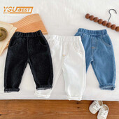 Ocazional Copii Bebeluși Fetițe Băieți Blugi de culoare uni Primăvara Toamnă Copii Bebeluși Fete Băieți Îmbrăcăminte pentru copii Blugi pentru fetițe