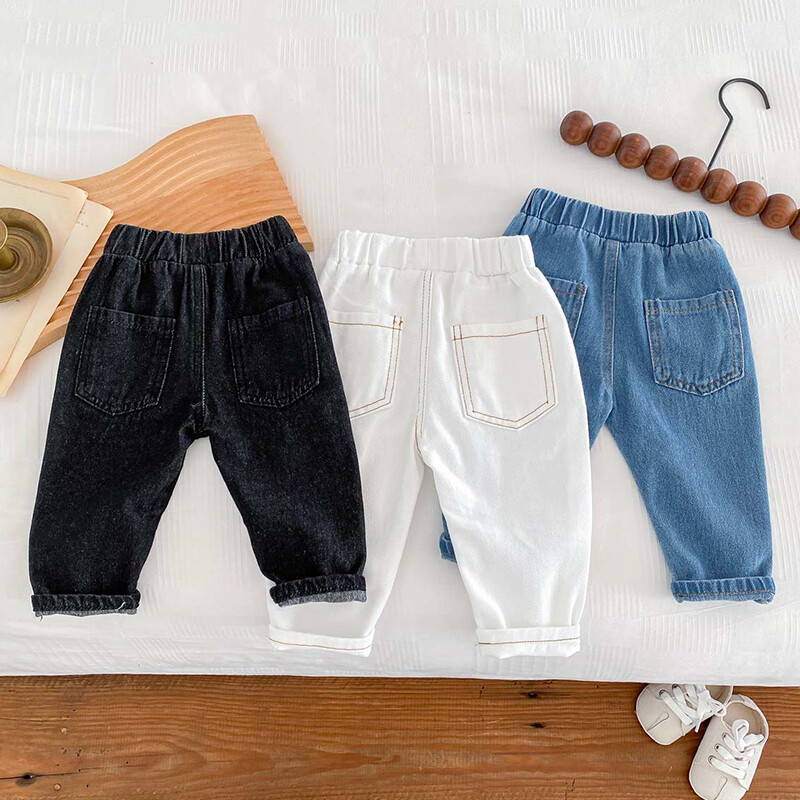Ocazional Copii Bebeluși Fetițe Băieți Blugi de culoare uni Primăvara Toamnă Copii Bebeluși Fete Băieți Îmbrăcăminte pentru copii Blugi pentru fetițe