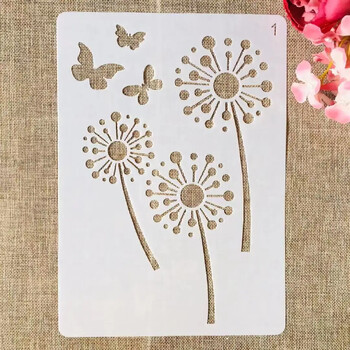 4 τμχ A4 29cm Dandelion Flowers Lines DIY Layering Stencils Ζωγραφική Λεύκωμα χρωματισμού Ανάγλυφο διακοσμητικό πρότυπο άλμπουμ