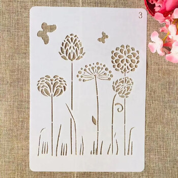 4 τμχ A4 29cm Dandelion Flowers Lines DIY Layering Stencils Ζωγραφική Λεύκωμα χρωματισμού Ανάγλυφο διακοσμητικό πρότυπο άλμπουμ