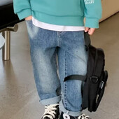 Ravne traperice za dječake Proljeće i jesen Nove dječje srednje do velike ljetne tanke hlače Hlače za dječake Trendy Brand