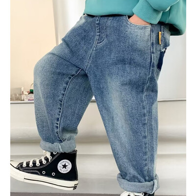 Ravne traperice za dječake Proljeće i jesen Nove dječje srednje do velike ljetne tanke hlače Hlače za dječake Trendy Brand