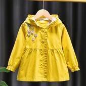 Tüdrukute tuuletõkkemantel Mantel jope 2024. aasta kollane kevad sügis puuvillane kool õues teismeliste lasteriided