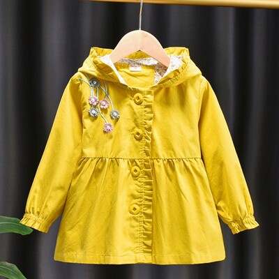 Tüdrukute tuuletõkkemantel Mantel jope 2024. aasta kollane kevad sügis puuvillane kool õues teismeliste lasteriided