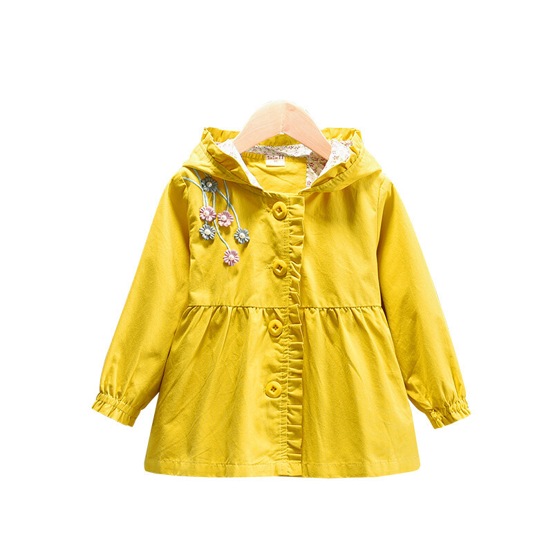 Tüdrukute tuuletõkkemantel Mantel jope 2024. aasta kollane kevad sügis puuvillane kool õues teismeliste lasteriided