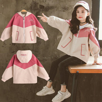 Kids Girl Windbreaker 2023 Spring Hooded Patchwork Αδιάβροχα βρεφικά μπουφάν για κορίτσια Παιδικό κοριτσίστικο παλτό Παιδικά εξωτερικά ενδύματα 3-12 ετών