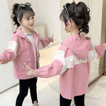 Kids Girl Windbreaker 2023 Spring Hooded Patchwork Αδιάβροχα βρεφικά μπουφάν για κορίτσια Παιδικό κοριτσίστικο παλτό Παιδικά εξωτερικά ενδύματα 3-12 ετών