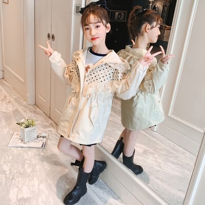 Jachete pentru fete Îmbrăcăminte împotriva vântului Bumbac 2023 Roz Primăvară Toamnă Înaltă calitate Copii Îmbrăcăminte pentru copii rezistentă la vânt