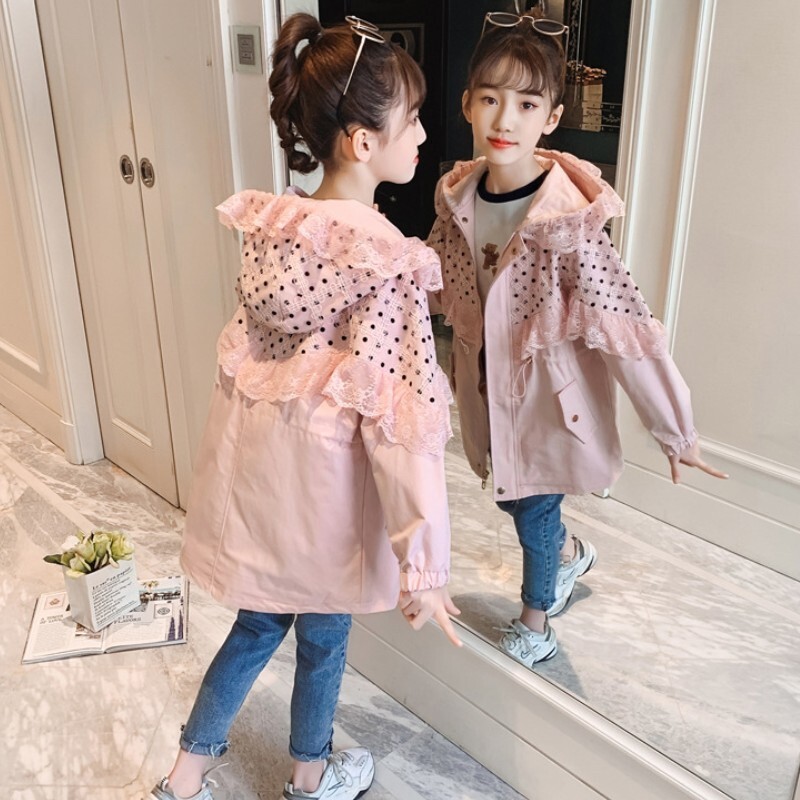 Jachete pentru fete Îmbrăcăminte împotriva vântului Bumbac 2023 Roz Primăvară Toamnă Înaltă calitate Copii Îmbrăcăminte pentru copii rezistentă la vânt