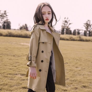 4-13 Y Teen Girls Long Trench Coats New Fashion England Style Windbreaker Jacket για κορίτσια Ανοιξιάτικα φθινοπωρινά παιδικά ρούχα