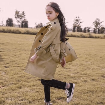 4-13 Y Teen Girls Long Trench Coats New Fashion England Style Windbreaker Jacket για κορίτσια Ανοιξιάτικα φθινοπωρινά παιδικά ρούχα