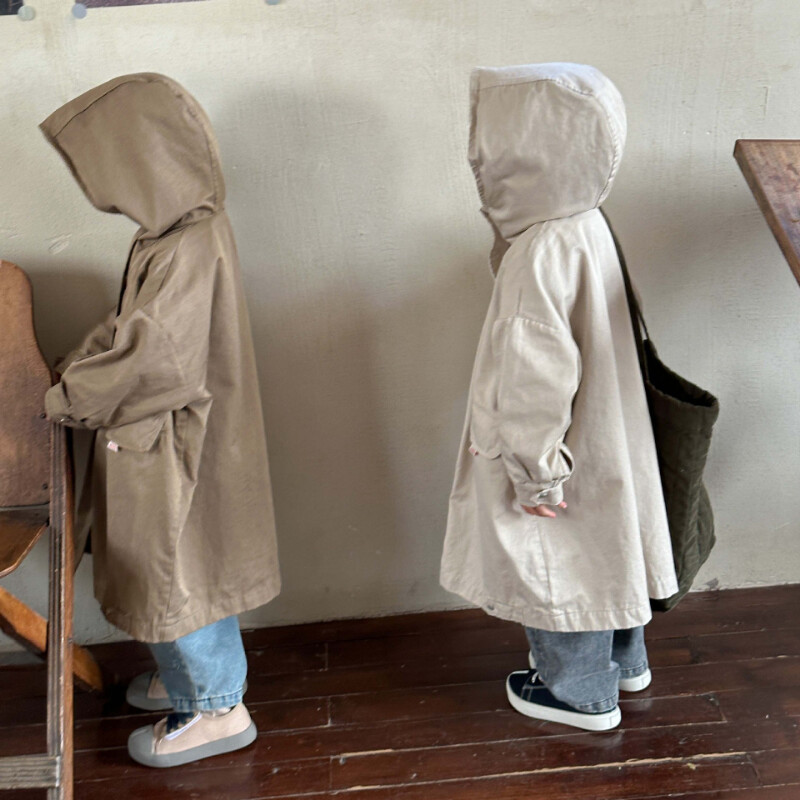 2023. aasta sügisene lastemantlid ühevärvilised Keskmise pikkusega tuuletõkked Poiste ja tüdrukute ülisuured trentšjoped