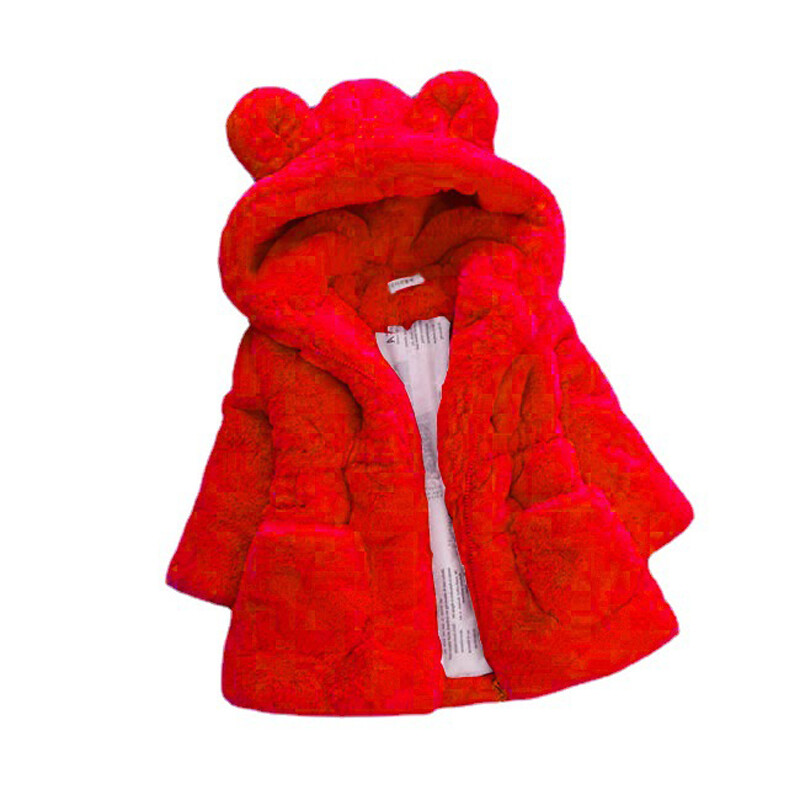 Jachetă de iarnă pentru fetiță, toamnă nouă, pulover de lână pentru fetiță, copii, imitație de blană, urechi cu glugă, jachetă din bumbac îngroșată