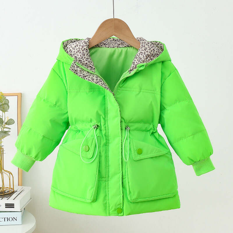 2-7 години Есенно зимно яке за момичета Топло модно палто за бебешки момичета с качулка и цип Връхни дрехи Подарък за рожден ден Детски дрехи