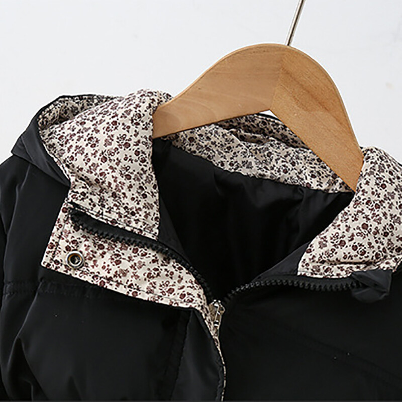 2-7 години Есенно зимно яке за момичета Топло модно палто за бебешки момичета с качулка и цип Връхни дрехи Подарък за рожден ден Детски дрехи