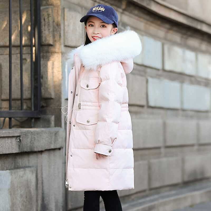 Talvine soe sulejope Tüdrukute riided laste väikelapse tüdrukute riided Parka Kapuutsiga Laste Ülerõivad lumeülikond kunstkarusnahast mantel 5-14 a