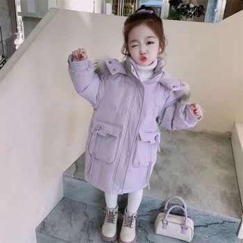 Girls Down Coat Jacket Cotton Windbreak 2023 βελούδινα Warm Plus Thicken Winter Skiwear Ten Degrees Below Zero Παιδικά ρούχα