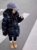 Детско черно злато, детско пухено яке със средна дължина, удебелено хлебно яке, памучно яке за момчета и момичета, горнище, детско облекло