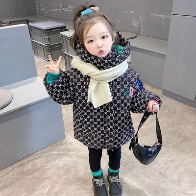 Talvejope poistele Tüdrukutele Keskmise pikkusega sulejope Must soe sametine paksendatud kapuutsiga mantel suur laste jope 2024