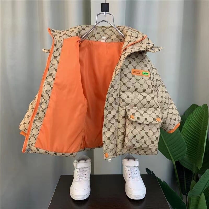 Talvejope poistele Tüdrukutele Keskmise pikkusega sulejope Must soe sametine paksendatud kapuutsiga mantel suur laste jope 2024