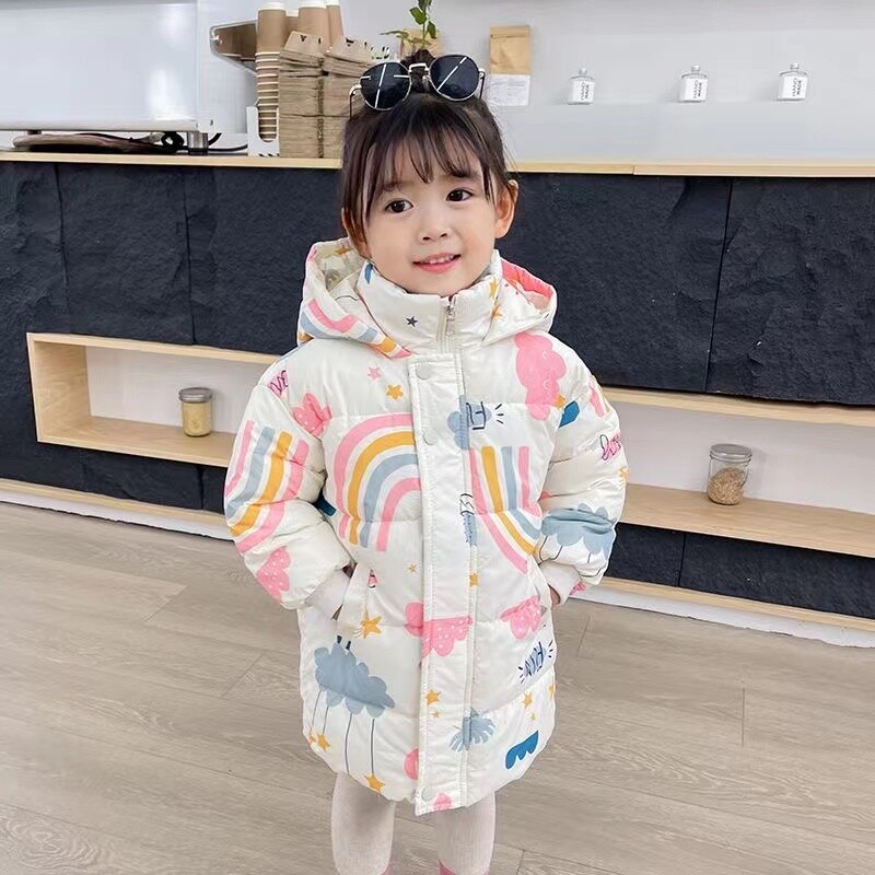 2024. aasta uued tüdrukud poiste sulejope Talvemantlid Lasteriided Kapuutsiga tuulejakk 2–7-aastastele lastele puuvillased soojad ülerõivad