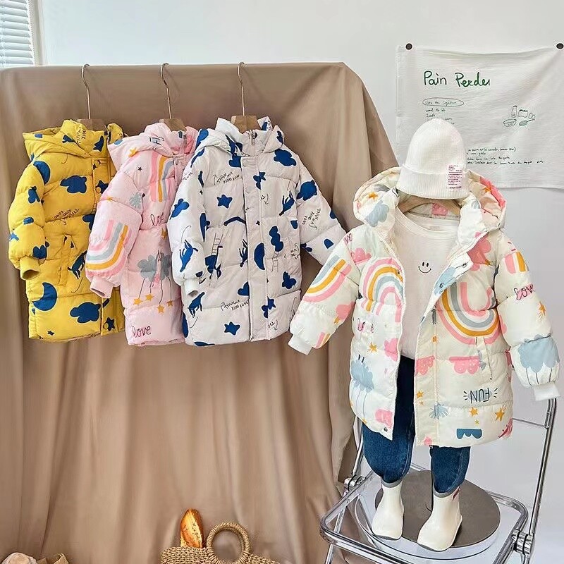 2024. aasta uued tüdrukud poiste sulejope Talvemantlid Lasteriided Kapuutsiga tuulejakk 2–7-aastastele lastele puuvillased soojad ülerõivad