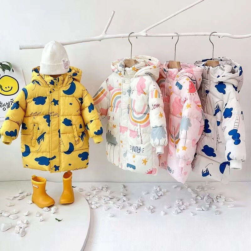 2024. aasta uued tüdrukud poiste sulejope Talvemantlid Lasteriided Kapuutsiga tuulejakk 2–7-aastastele lastele puuvillased soojad ülerõivad