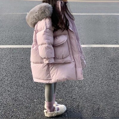 Girls Down Coat Jacket Cotton Windbreak Outwear 2023 Hairy Warm Thicken Velvet Winter Skiwear Plus Size Παιδικά ρούχα