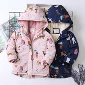RAISE Toamnă Iarnă Bebelușă Fetă Parka Imprimat Animal Fleece Rezistent La Vânt Calz Copii Fată Imbracaminte exterioară Jachetă Tânăr Adolescent Copil Fată