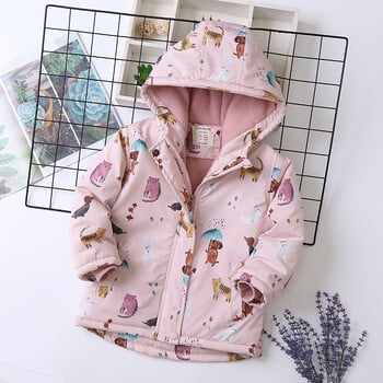 RAISE Autumn Winter Baby Girl Parkas Animal printed Αντιανεμικό Fleece Ζεστό παιδικό παλτό με εξωτερικά ενδύματα για νεαρά έφηβα Παιδικό κορίτσι