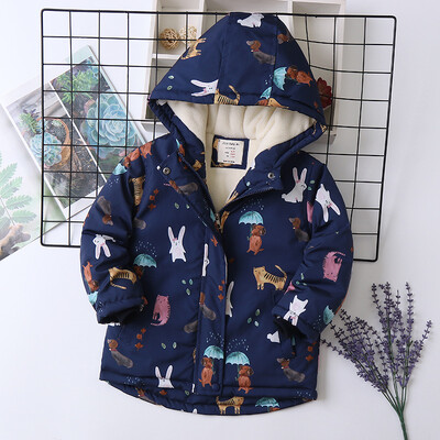 RAISE Toamnă Iarnă Bebelușă Fetă Parka Imprimat Animal Fleece Rezistent La Vânt Calz Copii Fată Imbracaminte exterioară Jachetă Tânăr Adolescent Copil Fată