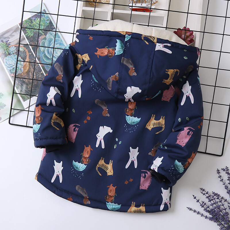 RAISE Toamnă Iarnă Bebelușă Fetă Parka Imprimat Animal Fleece Rezistent La Vânt Calz Copii Fată Imbracaminte exterioară Jachetă Tânăr Adolescent Copil Fată