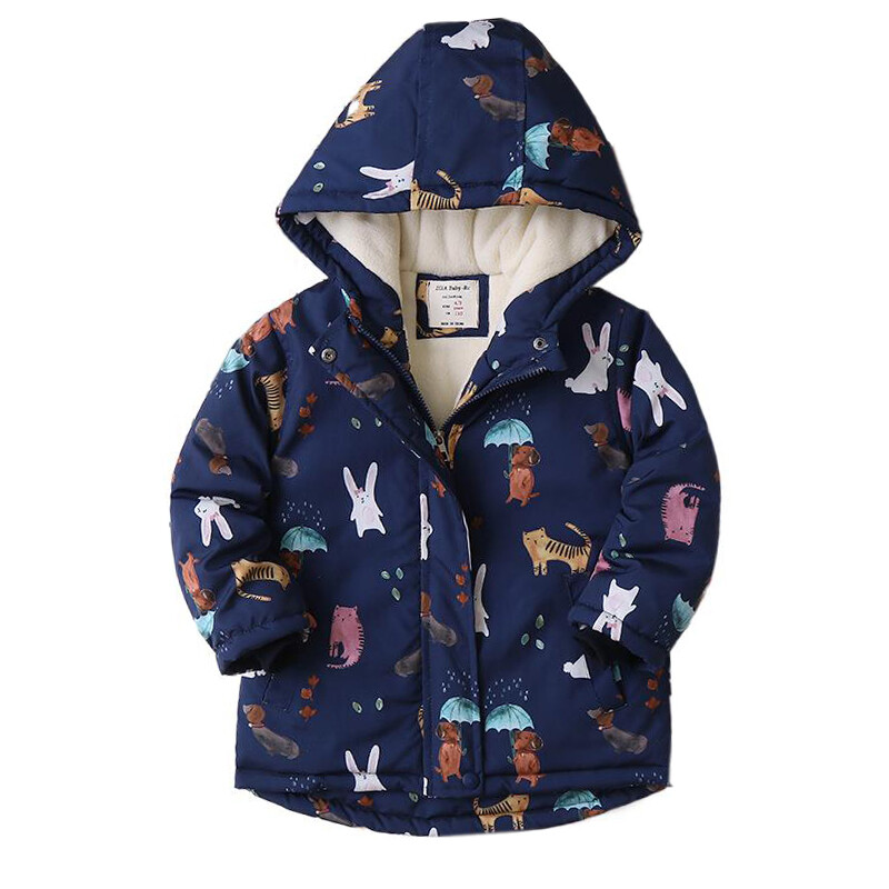 RAISE Toamnă Iarnă Bebelușă Fetă Parka Imprimat Animal Fleece Rezistent La Vânt Calz Copii Fată Imbracaminte exterioară Jachetă Tânăr Adolescent Copil Fată