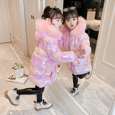 Jachetă de puf pentru fete, îmbrăcăminte din bumbac, pardesiu, 2022 roz, caldă, îngroșă, plus catifea, iarnă, respirabilă, îmbrăcăminte pentru copii