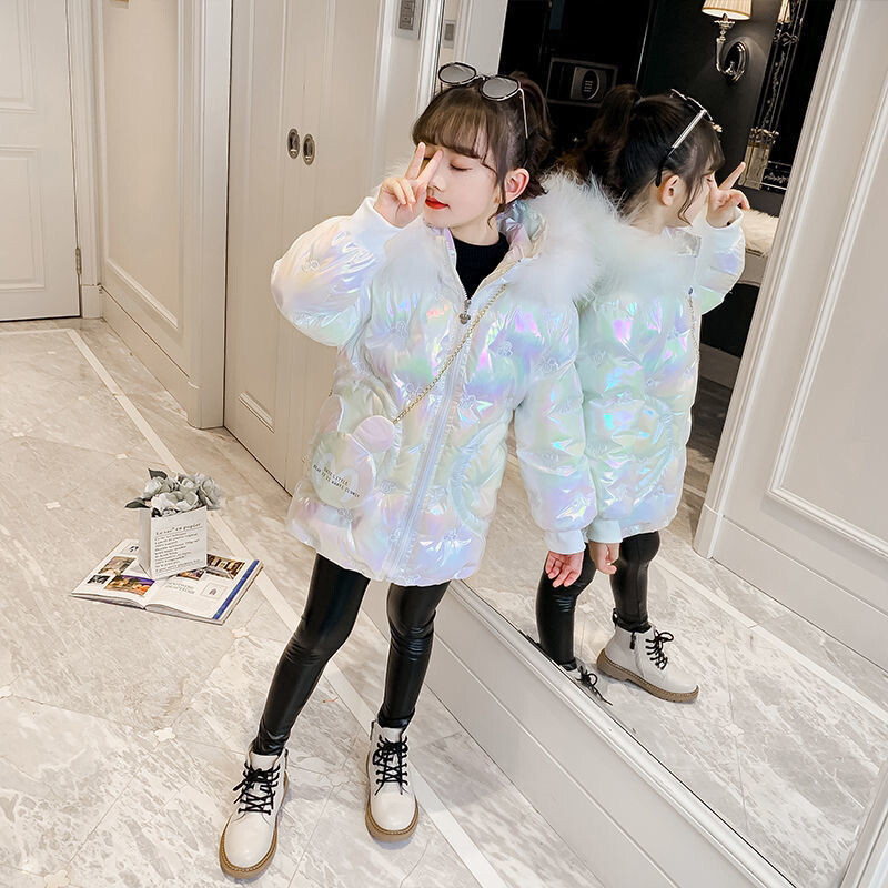 Jachetă de puf pentru fete, îmbrăcăminte din bumbac, pardesiu, 2022 roz, caldă, îngroșă, plus catifea, iarnă, respirabilă, îmbrăcăminte pentru copii