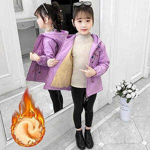 3, 4, 6, 8, 10, 12 години, детско яке, ново есенно палто с ветровка за момичета, горно облекло с качулка плюс кадифено топло зимно детско облекло