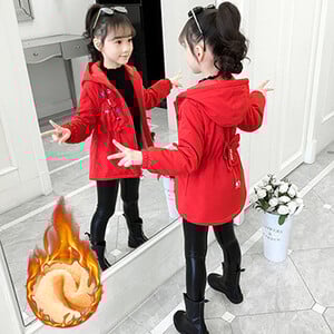 3, 4, 6, 8, 10, 12 години, детско яке, ново есенно палто с ветровка за момичета, горно облекло с качулка плюс кадифено топло зимно детско облекло